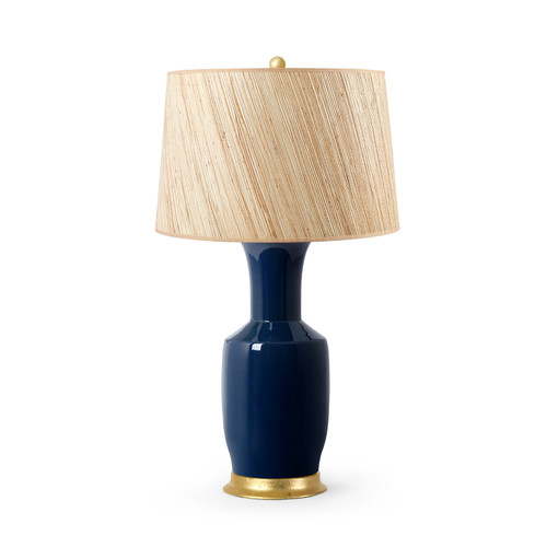 Alia Lamp with Shade 17-inch Papyrus, with Gold, Navy Blue
