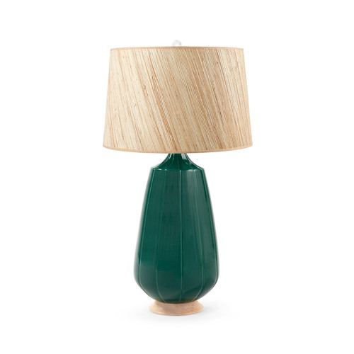 Aurora Lamp with Shade 17-inch Papyrus, with Nickel, Emerald Green