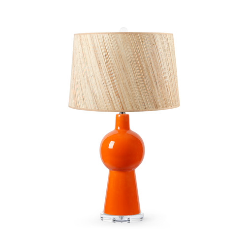 Astrid Lamp with Shade 17-inch Papyrus, with Nickel, Carnelian Orange