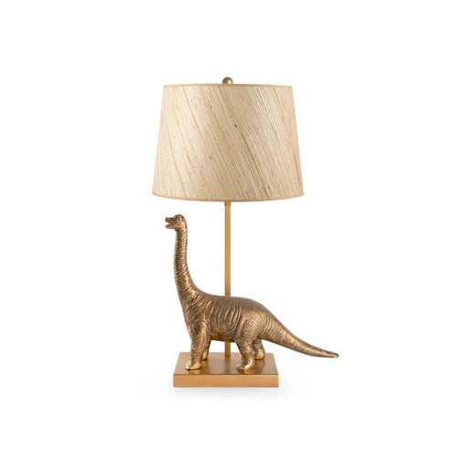 Bruno Lamp with Shade 14-inch Papyrus, with Nickel, Antique Brass