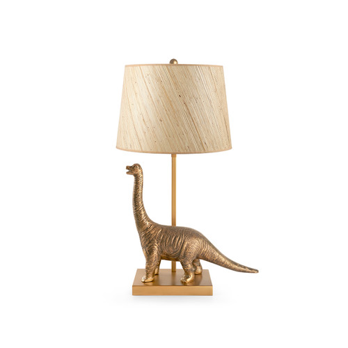Bruno Lamp with Shade 14-inch Papyrus, with Nickel, Antique Brass