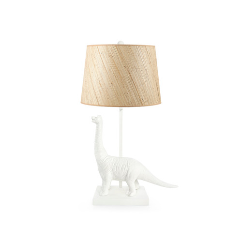 Bruno Lamp with Shade 14-inch Papyrus, with Nickel, Plaster White