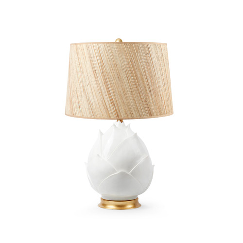 Budding Lamp with Shade 17-inch Papyrus, with Gold, Blanc de Chine
