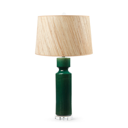 Corinth Lamp with Shade 17-inch Papyrus, with Nickel, Emerald Green