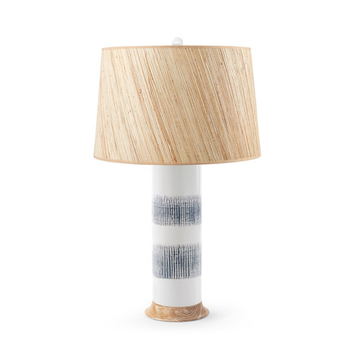 Elena Lamp with Shade 17-inch Papyrus, with Nickel, Gray and White