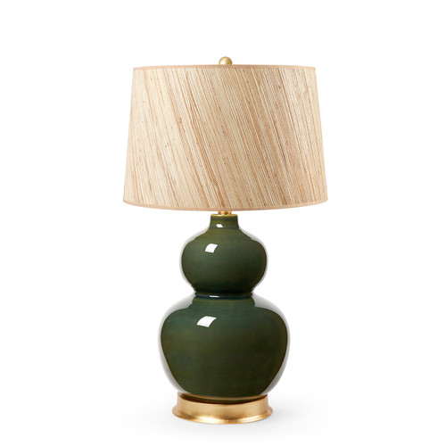 Jade Lamp with Shade 17-inch Papyrus, with Gold, Olive Green