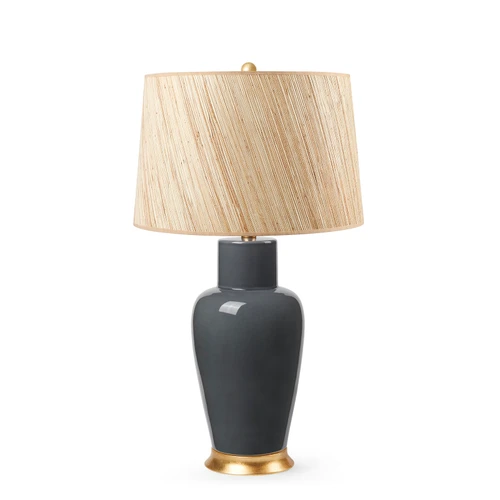 Kylie Lamp with Shade 17-inch Papyrus, with Gold, Stormy Gray