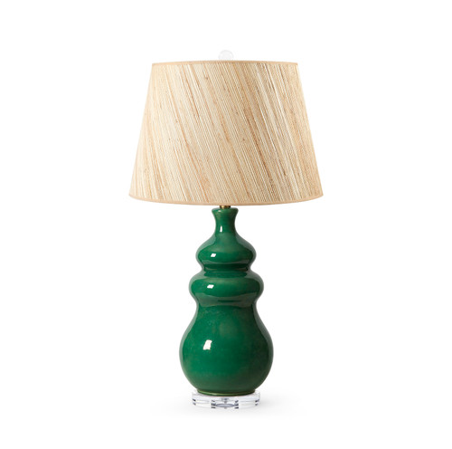 Maila Lamp with Shade 16-inch Papyrus, with Gold, Basil Green