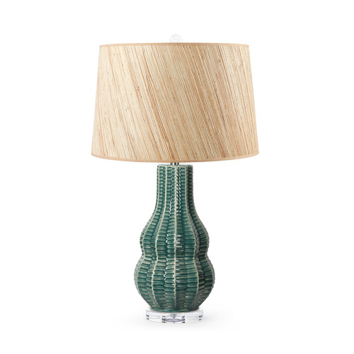 Quinn Lamp with Shade 17-inch Papyrus, with Nickel, Veridian Green