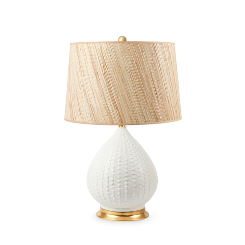 Carla Lamp with Shade 17-inch Papyrus, with Gold, Blanc de Chine
