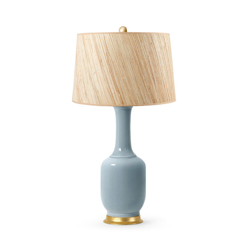 Safira Lamp with Shade 17-inch Papyrus, with Gold, Sky Blue