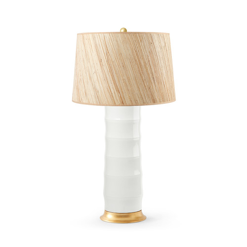 Saigon Lamp with Shade 17-inch Papyrus, with Gold, Cool White