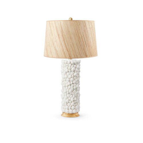 Sanibel Lamp with Shade 17-inch Papyrus, with Gold, Blanc de Chine