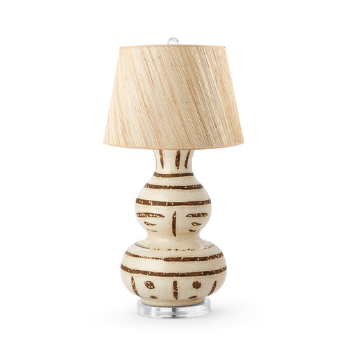 Shino Lamp with Shade 16-inch Papyrus, with Nickel, Ivory and Brown