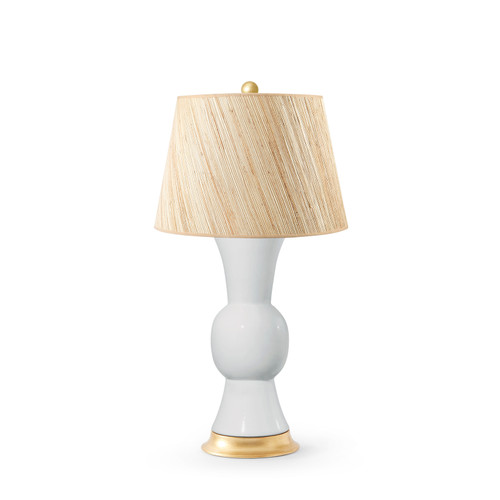 Tao Lamp with Shade 16-inch Papyrus, with Gold, White Smoke