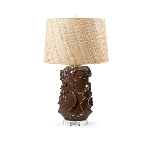 Vinework Lamp with Shade 17-inch Papyrus, with Gold, Oxblood Cocoa