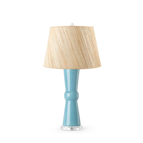 Clarissa Lamp with Shade 16-inch Papyrus, with Nickel, Light Turquoise