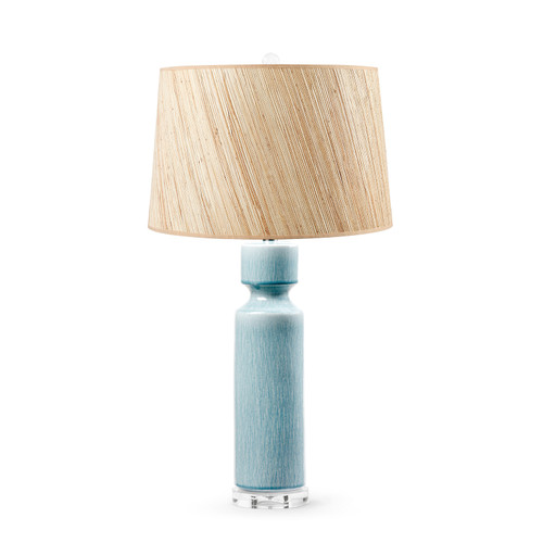 Corinth Lamp with Shade 17-inch Papyrus, with Nickel, Cloud Blue