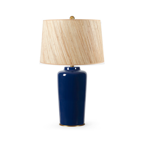 Draper Lamp with Shade 17-inch Papyrus, with Gold, Nocturne Blue