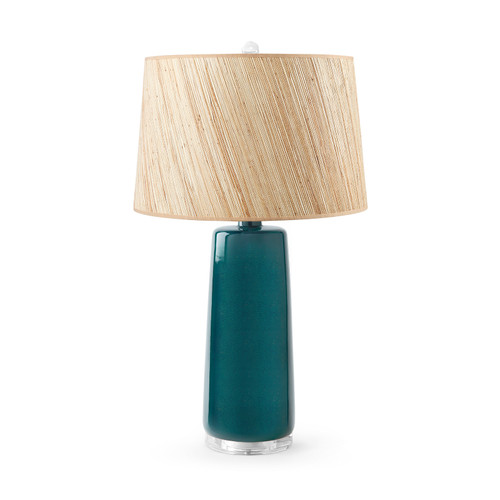 Edgware Lamp with Shade 17-inch Papyrus, with Nickel, Green Lapis