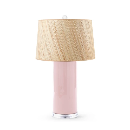 Formosa Lamp with Shade 17-inch Papyrus, with Nickel, Pink