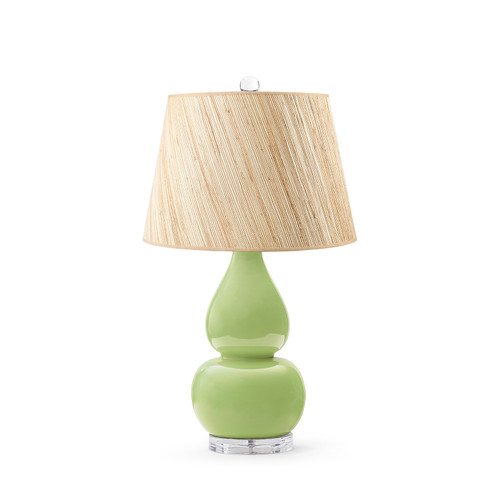 Emilia Lamp with Shade 16-inch Papyrus, with Nickel, Light Green