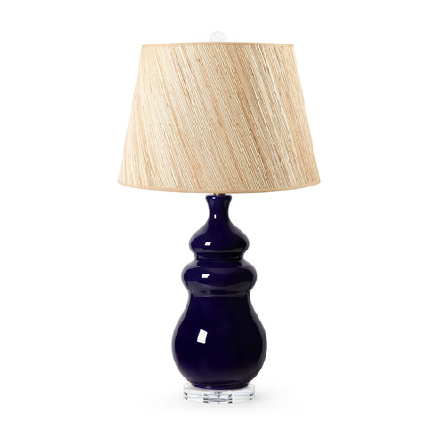 Maila Lamp with Shade 16-inch Papyrus, with Gold, Mako Blue