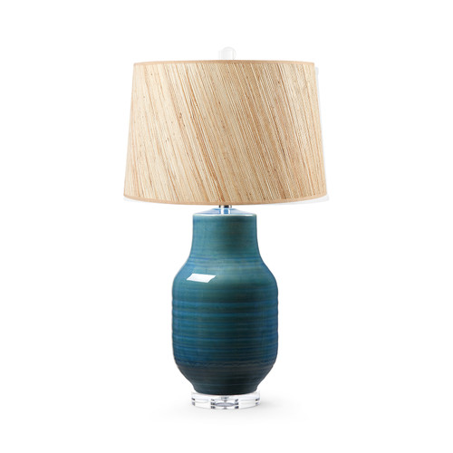 Positano Lamp with Shade 17-inch Papyrus, with Nickel, Azure Mist