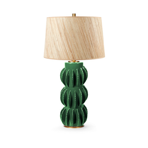 Saguaro Lamp with Shade 17-inch Papyrus, with Gold, Botanical Green