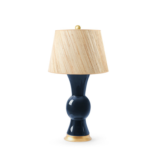 Tao Lamp with Shade 16-inch Papyrus, with Gold, Navy Blue