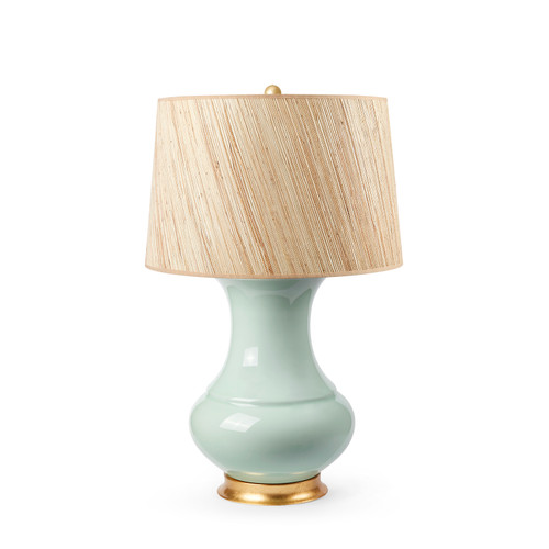 Thiri Lamp with Shade 17-inch Papyrus, with Gold, Pale Celadon