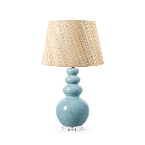 Virginia Lamp with Shade 16-inch Papyrus, with Nickel, Cloud Blue