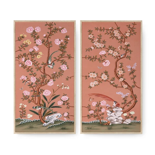 Russet Terrace Framed Silk Panel Pair, Russet