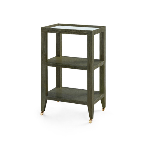 Isadora Side Table with Glass Top, Deep Olive