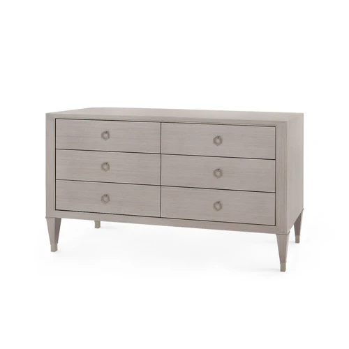 Morris Extra Large 6-Drawer, Taupe Gray and Satin Bronze
