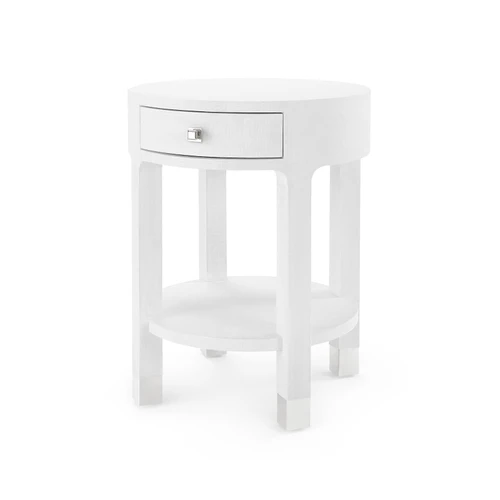 Dakota 1-Drawer Round Side Table, Cream