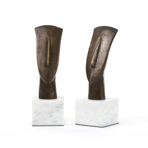 Delos Head Statue (Pair), Bronze