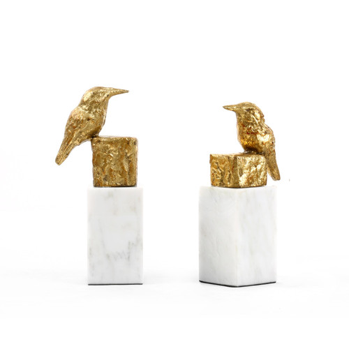 Finch Statue (Pair), Gold Leaf