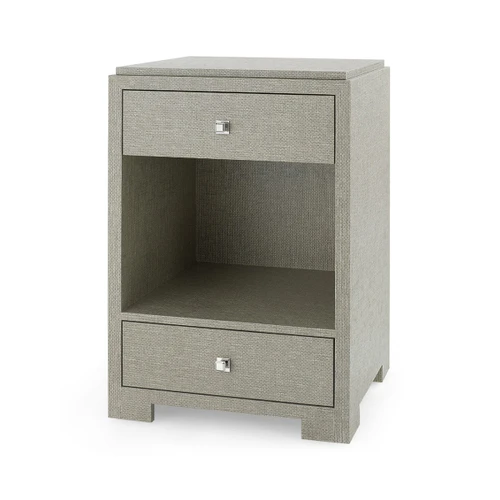 Fedor 2-Drawer Side Table, Moss Gray Tweed