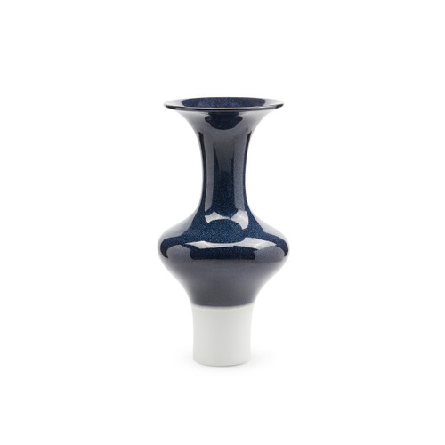Flare Vase, Deep Blue and White