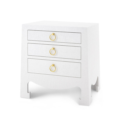 Jacqui Grasscloth 3-Drawer Side Table, Chiffon White