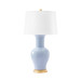 Acacia Lamp with Shade 17-inch White Linen, with Gold, Periwinkle Blue