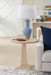 Acacia Lamp with Shade 17-inch White Linen, with Gold, Periwinkle Blue