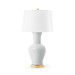 Acacia Lamp with Shade 17-inch White Linen, with Gold, Coconut