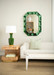 Alia Lamp with Shade 17-inch White Linen, with Gold, Dark Green