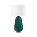 Aurora Lamp with Shade 17-inch White Linen, with Nickel, Emerald Green