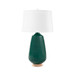 Aurora Lamp with Shade 17-inch White Linen, with Nickel, Emerald Green