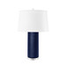 Cleo Lamp with Shade 17-inch White Linen, with Nickel, Evening Blue