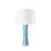 Clarissa Lamp with Shade 16-inch White Linen, with Nickel, Light Turquoise