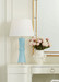 Clarissa Lamp with Shade 16-inch White Linen, with Nickel, Light Turquoise